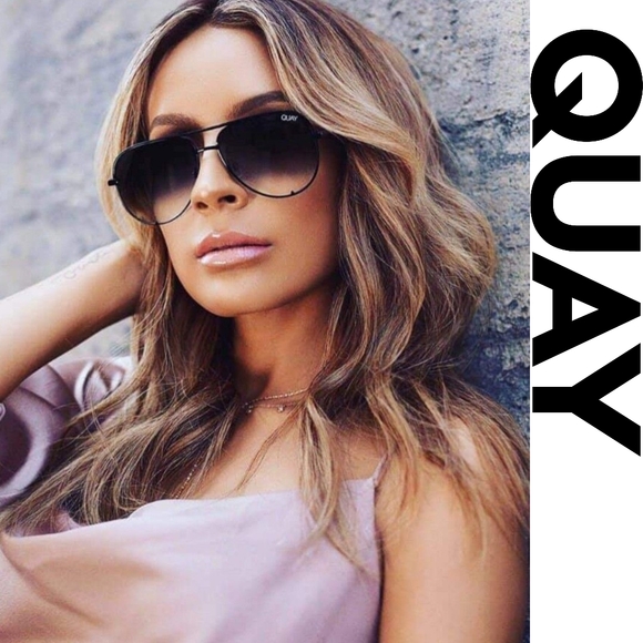 Quay High Key Mini 126 Black/smoked lenses  Aviator Sunglasses Polarized - Picture 3 of 8